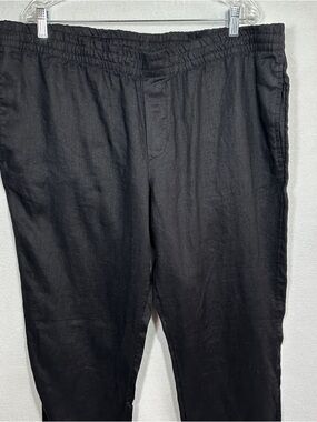 H&M Linen Casual Jogger Pants Mens XXL Black Regular Fit Drawstring Elastic New